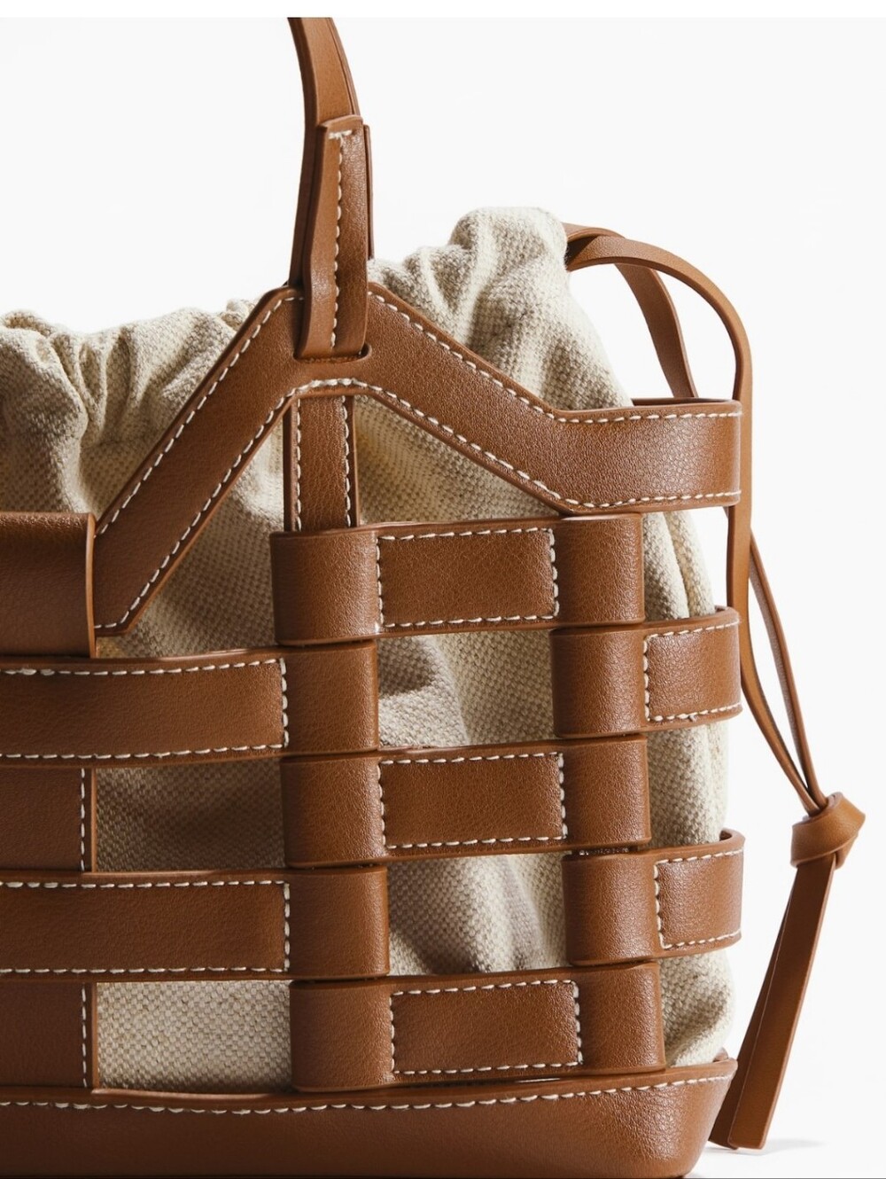 H&M Light Brown/beige Drawstring Detail Tote Bag - Picture 4 of 11